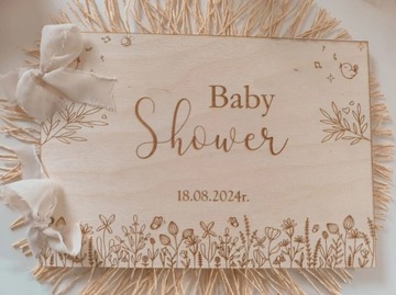 Album drewniany grawerowany, ciąża, oczekując na dziecko BABY SHOWER A4