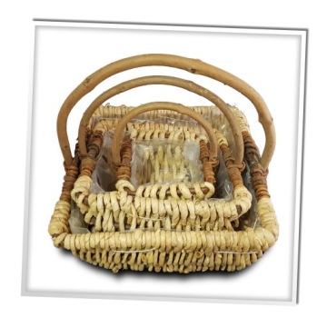 НАБОР ИЗ 3 ПЛЕТЕНЫХ КОРЗИН, БУМАЖНЫЙ ГОРШОК ЦВЕТОК