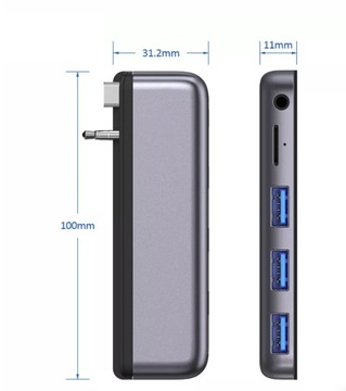 4Apple.pl Адаптер-концентратор для MacBook Pro 14 16 M1 M2 M3 3 разъема USB microSD