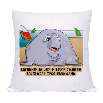Zabawna poszewka mors morze Bałtyk wakacje