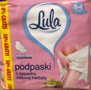 Podpaski higieniczne Lula zielona herbata 1kpl-12szt ze skrzydełkami