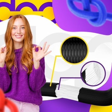 Lina Gumowa Elastyczna ŻÓŁTA z Hakiem do mocowania bagażu 8mm 1m Ekspandor