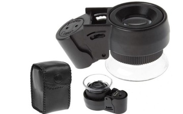 LUPA JUBILERSKA KIESZONKOWA 2 LED UV 45x SZKŁO