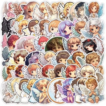 ANIOŁKI naklejki wodoodporne mix 50 szt. stickerbomb Anioł Angel Komunia