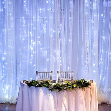 KURTYNA ŚWIETLNA 300 LED ZIMNE 3x3m USB ŚWIĄTECZNE CHOINKOWE GIRLANDA PILOT