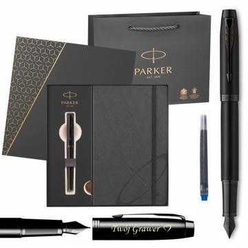 ZESTAW PARKER PIÓRO IM ACHROMATIC BLACK CZARNY NOTES GRAWER PREZENT ŚWIĘTA