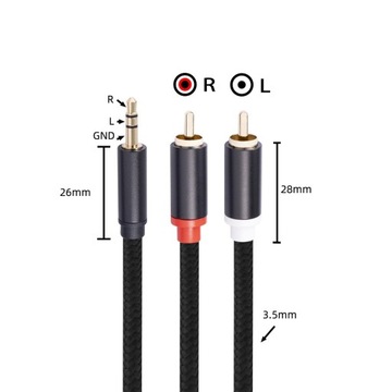 RCA — разъем 3,5 мм — 2 вспомогательных кабеля RCA