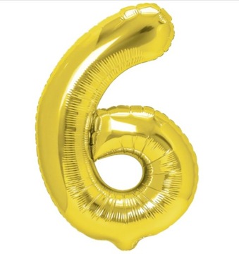 BALON FOLIOWY CYFRA SZEŚĆ 6 ZŁOTA / ZŁOTY 100CM