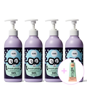 YOPE Żel pod prysznic dla dzieci Rumianek i Pokrzywa 400ml x 4 +KREM GRATIS