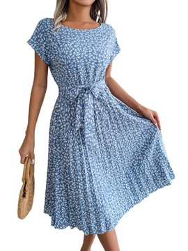 SUKIENKA DAMSKA KWIATY PLISOWANA DŁUGA MIDI 3XL