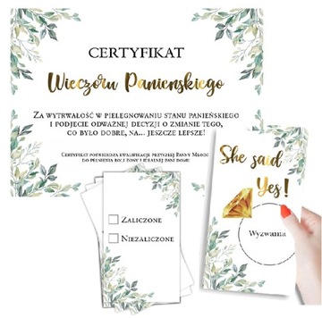 CERTYFIKAT + GRY na Wieczór Panieński LIŚCIE ZŁOTE