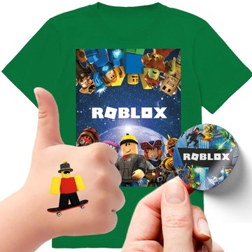 ZESTAW 3W1 KOSZULKA DLA DZIECI TATUAŻE NAKLEJKI ROBLOX 164 JAKOŚĆ