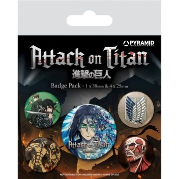 ATTACK ON TITAN przypinki zestaw 1 + 4