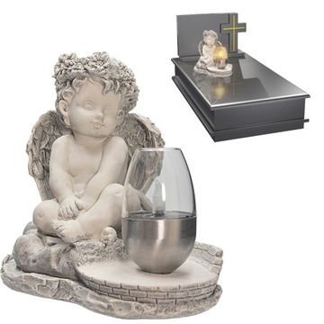 ZNICZ GIPSOWA FIGURKA NAGROBNA LAMPA SOLARNA LED
