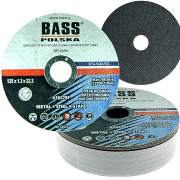 ДИСКИ РЕЖНЫЕ ПО МЕТАЛЛУ 125ММ 1.2ММ 22.2ММ BASS POLSKA