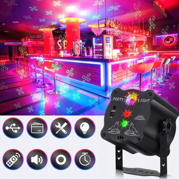 DJ DISCO STAGE СВЕТОВЫЕ СВЕТИЛЬНИКИ, ЗВУКОВАЯ АКТИВАЦИЯ RGB ЛАЗЕРНЫЙ СВЕТ