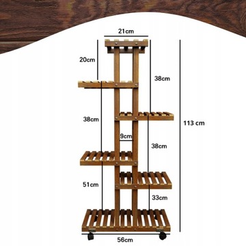 ДЕРЕВЯННАЯ ПОДСТАВКА ДЛЯ ЦВЕТОВ ПОДСТАВКА ДЛЯ ЦВЕТОВ ПОЛКА 113 см МНОГОУРОВНЕВАЯ