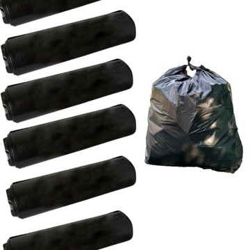 Mocne porządne worki na śmieci 160 l, LDPE czarny