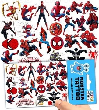 TATUAŻE ZMYWALNE TYMCZASOWE DLA DZIECI DZIECIĘCE SPIDERMAN WZORY ORYGINALNE