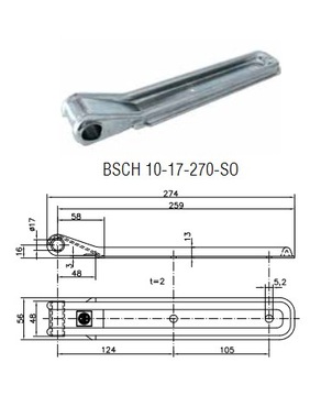 КОМПЛЕКТ БОКОВЫХ ПЕТЛЕЙ 270 мм СТОРОНА ПРИЦЕПА