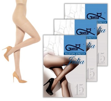 GATTA rajstopy stretch Julia 15 den 4 natural 3pak