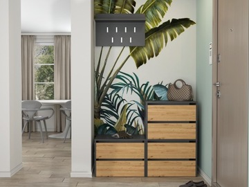 ШКАФ ДЛЯ ОБУВИ КНИЖНЫЙ ШКАФ Комод ПОЛКА ДЛЯ ОБУВИ АНТРАЦИТ ARTISAN 60 см