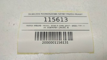 MOTOREK OKNO PŘEDNÍ PRAVÝ SPOLUJEZDCE MODUL 31674757 VOLVO XC60 II