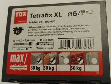 Kołek uniwersalny długi 6x65 50 sztuk TOX TFS