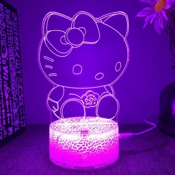 Lampka Nocna Hello Kitty Hologram LED Kolory RGB