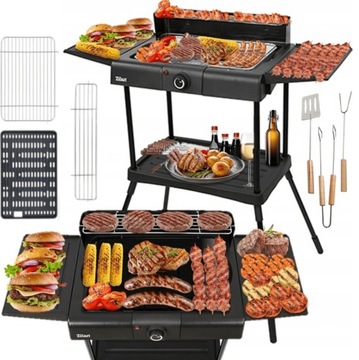 БОЛЬШОЙ СТОЯЩИЙ ЭЛЕКТРИЧЕСКИЙ САДОВЫЙ ГРИЛЬ 6 В 1 XXL