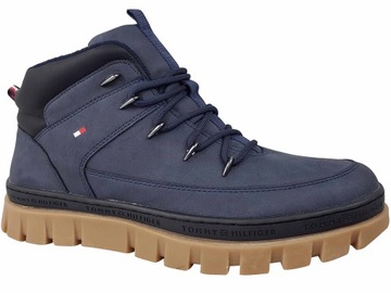 TOMMY HILFIGER TRAPERY KOZAKI BUTY WORKERY GRANAT