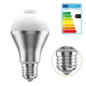 ŻARÓWKA LED E27 7W Z CZUJNIKIEM RUCHU 9W 6500K