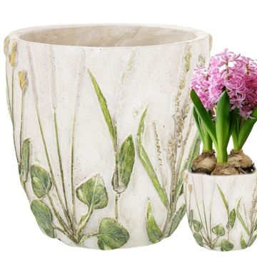 Osłonka z cementu wiosenne kwiaty 13x14,5x14,5 doniczka