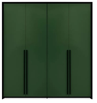 Szafa 4- drzwiowa GENUA 210 cm czarne uchwyty BUTELKOWA ZIELEŃ
