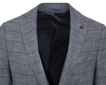 Marynarka męska szara w kratę slim elegancka - 50