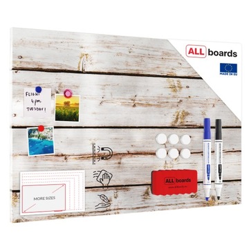 Tablica na magnesy METALboards, deski w bieli 90x60 cm + zestaw GRATISÓW