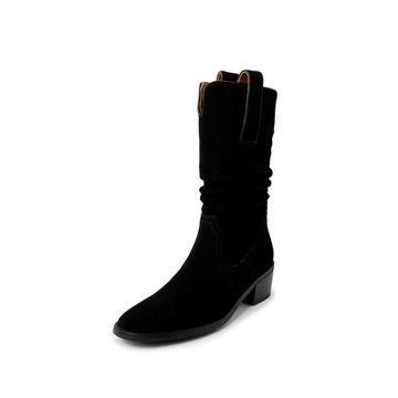 Kozaki Krótkie Damskie Botki gruby obcas Zimowe piękne Boots B49-51