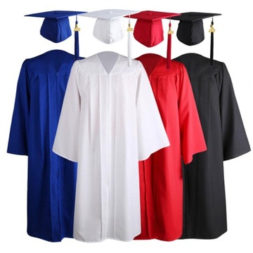 1 Set Graduation Gown Hat Tassel Zipper V Neck Loo