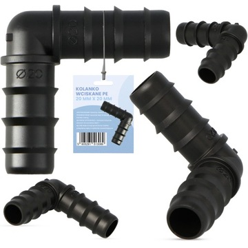 10x KOLANKO PE 20x20 MM WCISKANE WTYK ZŁĄCZKA ŁĄCZNIK WĘŻA WODY NAWADNIA C5