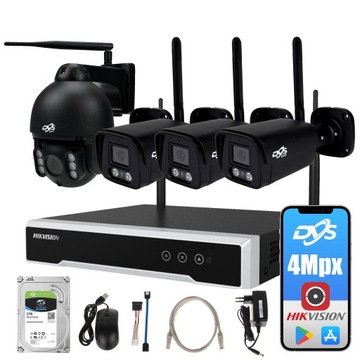 ZESTAW WIFI DO MONITORINGU 3 KAMERY + 1 OBROTOWA 4Mpx ZESTAW KAMER DO DOMU