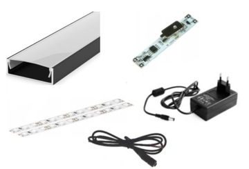 LISTWA SZEROKA LED czarna DO KUCHNI + ŚCIEMNIACZ