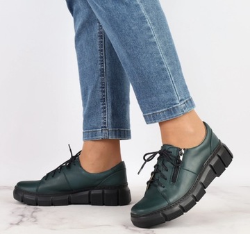 Женские кожаные туфли бутылочно-зеленого цвета на молнии HELIOS SIZE. 39