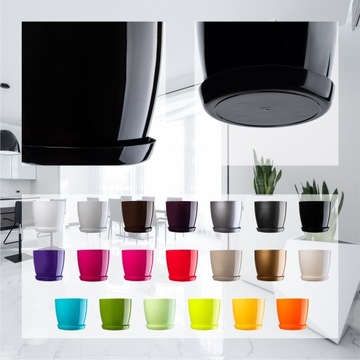 DONICZKA Z PODSTAWKĄ DONICA OSŁONKA 18cm CZARNA