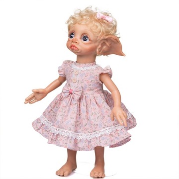Złote kręcone włosy elf lalka 40 cm