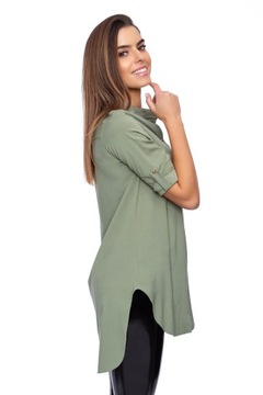 ДЛИННАЯ АСИММЕТРИЧНАЯ женская ТУНИКА цвета хаки *** R - 50