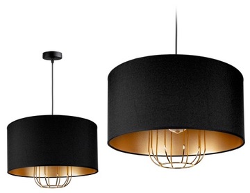 LAMPA WISZĄCA SUFITOWA ŻYRANDOL ABAŻUR NOWOCZESNA ZŁOTA LOFT LED