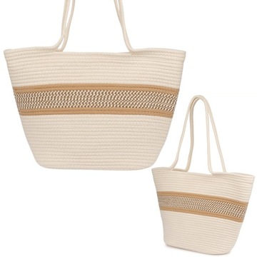 TORBA TOREBKA DAMSKA DUŻA POJEMNA LATO PLAŻA SHOPPER ELEGANCKA ECRU
