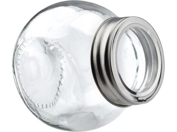 BASIC KITCHEN Ozdobny SZKLANY słoik z METALOWĄ zakrętką - 8,2 x 6,1 cm