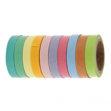 10 Washi Rainbow Sticky Paper Maskująca taśma