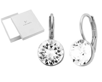 SREBRNE KOLCZYKI Z DUŻĄ CYRKONIĄ SWAROVSKI COLIBRA